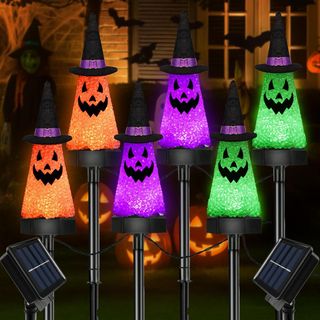 Ghost Halloween Decorations - 6 pack Solar Outdoor Pathway Lights