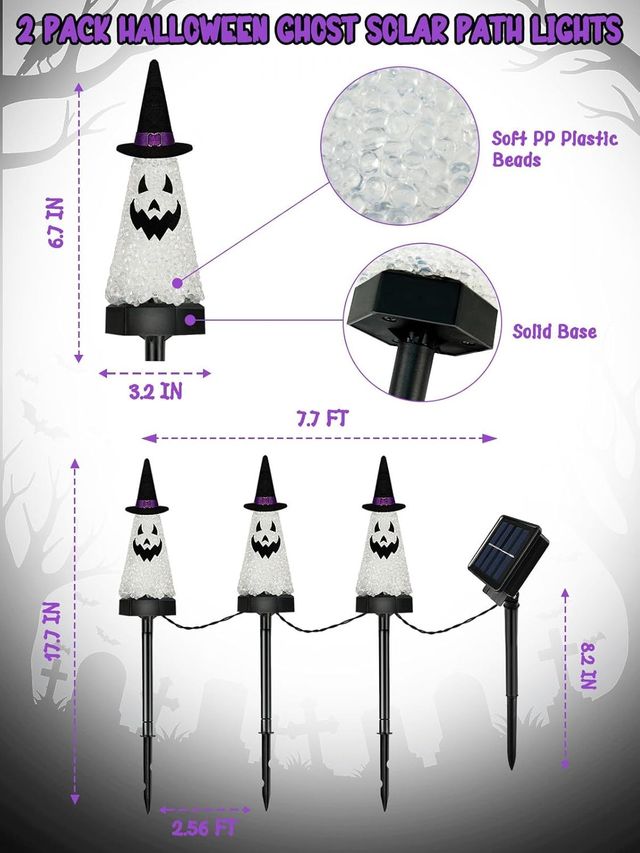 Ghost Halloween Decorations - 6 pack Solar Outdoor Pathway Lights