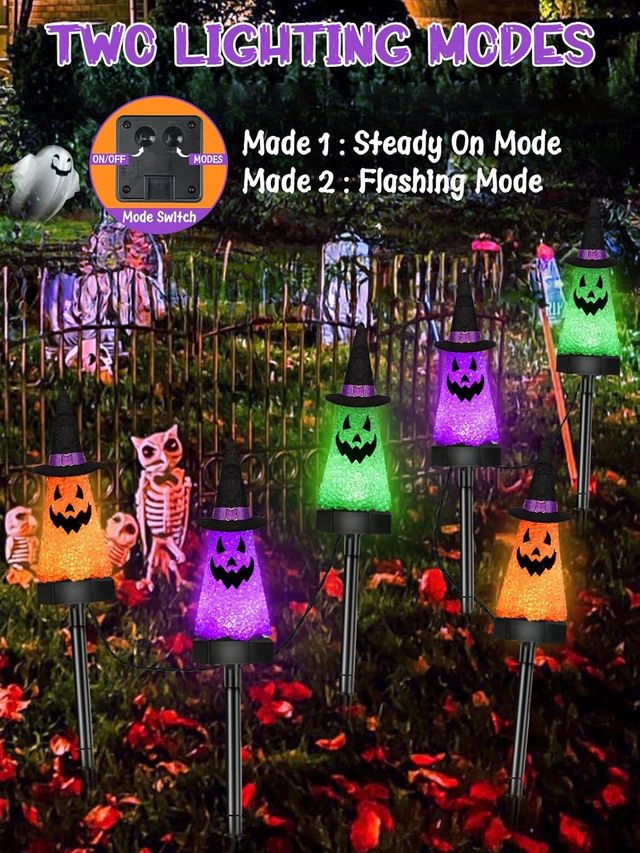 Ghost Halloween Decorations - 6 pack Solar Outdoor Pathway Lights