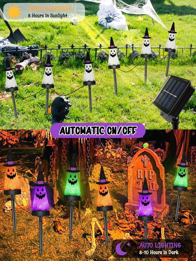 Ghost Halloween Decorations - 6 pack Solar Outdoor Pathway Lights