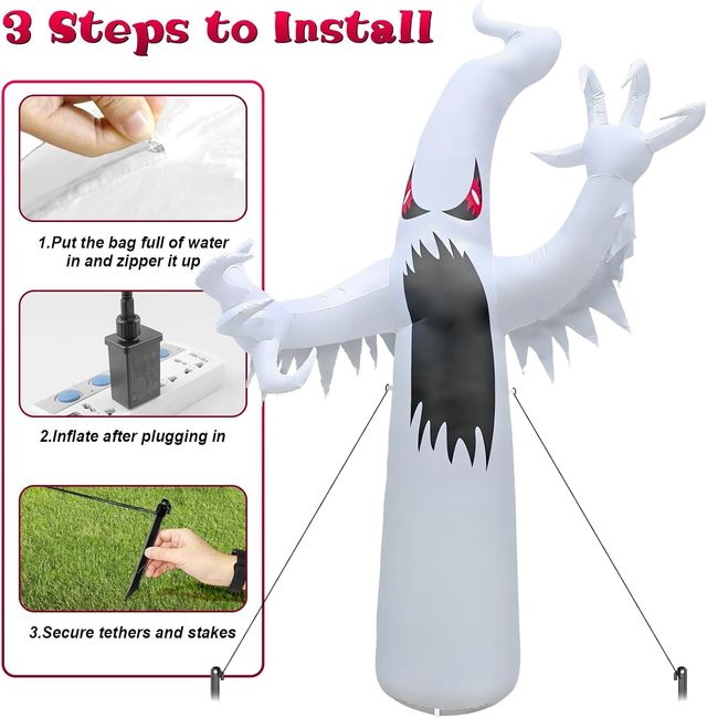 Halloween Inflatables - Giant White Ghost - 12ft