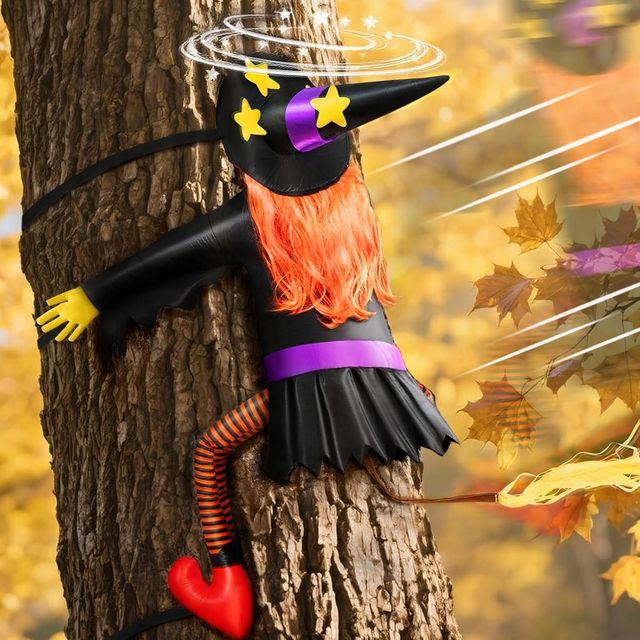 Halloween Large Witch Crashing Into Tree - 59 inches