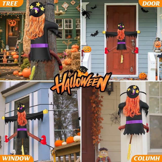 Halloween Large Witch Crashing Into Tree - 59 inches