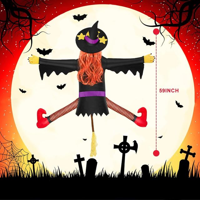 Halloween Large Witch Crashing Into Tree - 59 inches