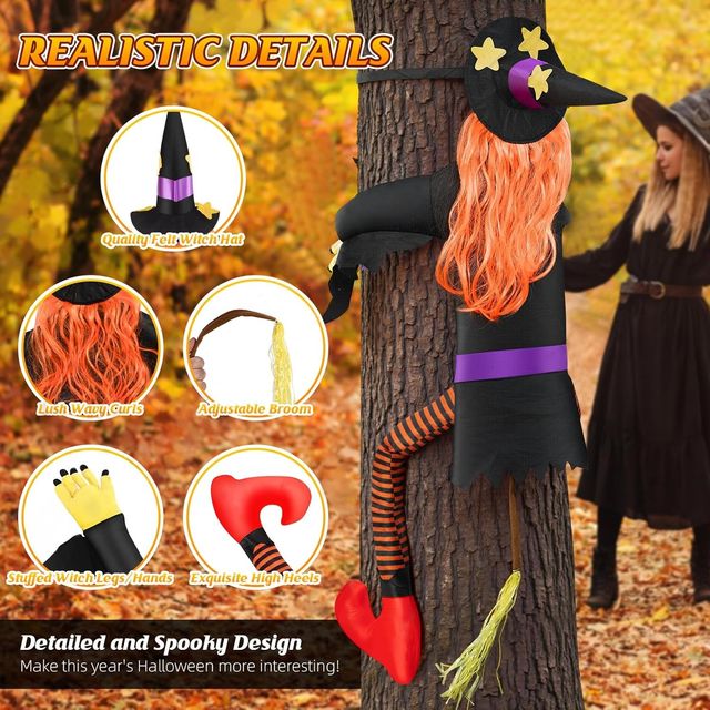 Halloween Large Witch Crashing Into Tree - 59 inches