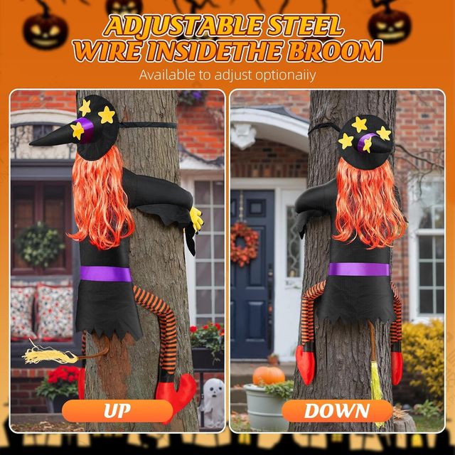 Halloween Large Witch Crashing Into Tree - 59 inches