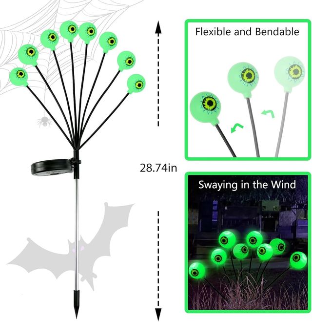 Halloween Scary Eyeball Solar Pathway Lights - 4 pack 32 LEDs