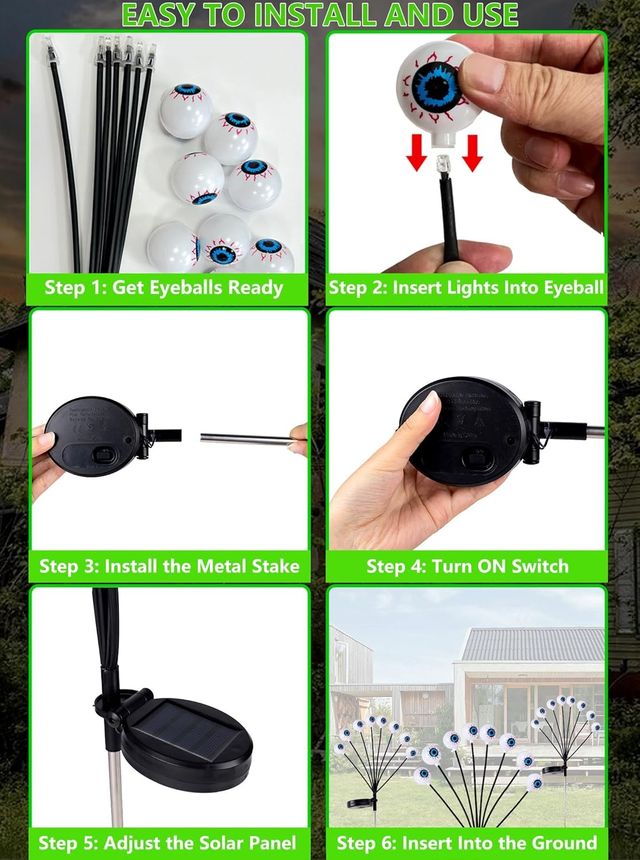Halloween Scary Eyeball Solar Pathway Lights - 4 pack 32 LEDs
