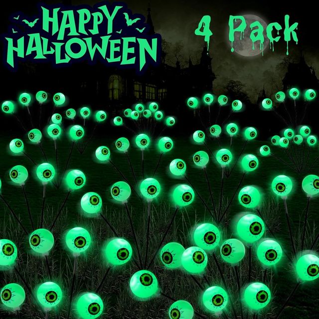 Halloween Scary Eyeball Solar Pathway Lights - 4 pack 32 LEDs