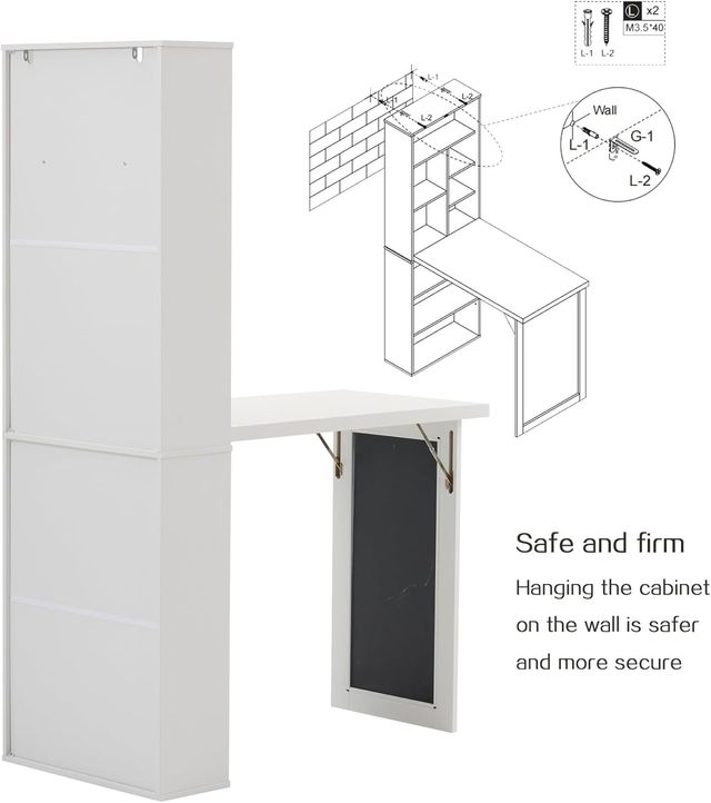 Folding Desk with Storage, Convertible Writing Table, Blackboard