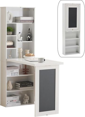 Folding Desk with Storage, Convertible Writing Table, Blackboard